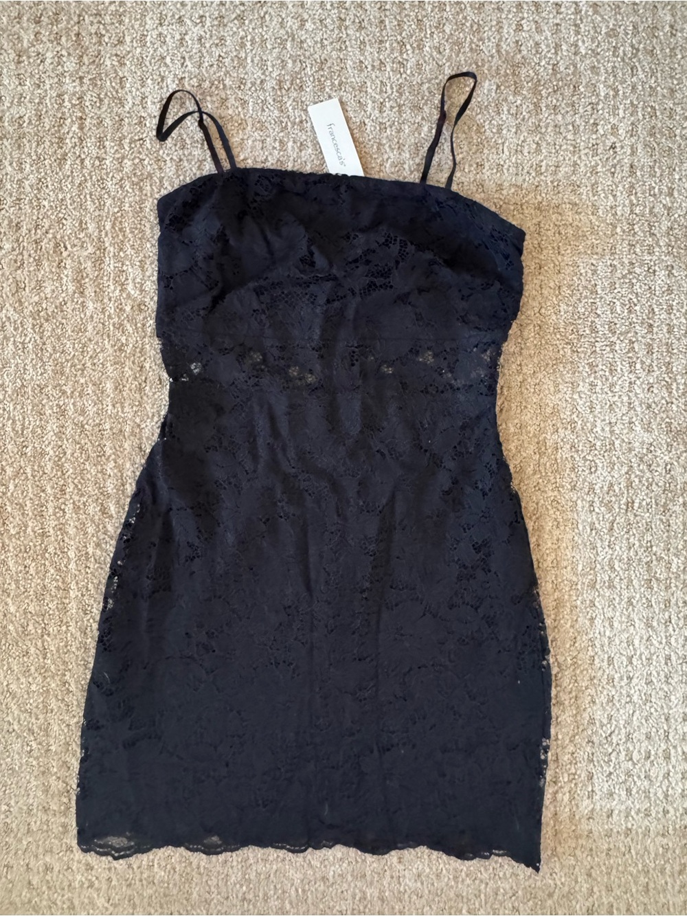 Francesca's Collections Mallory Black Lace Spaghetti Strap Mini NWT